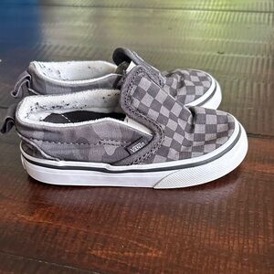 Vans Kids Gray Checkered Slip-On Sneakers